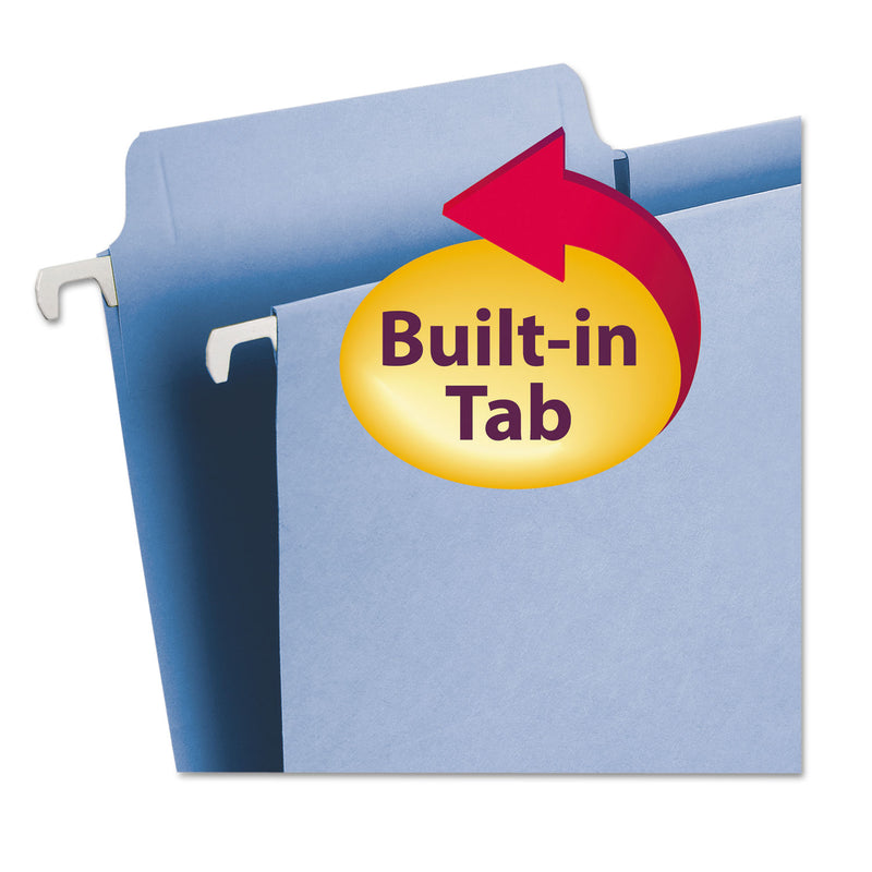 Smead FasTab Hanging Folders, Letter Size, 1/3-Cut Tabs, Blue, 20/Box