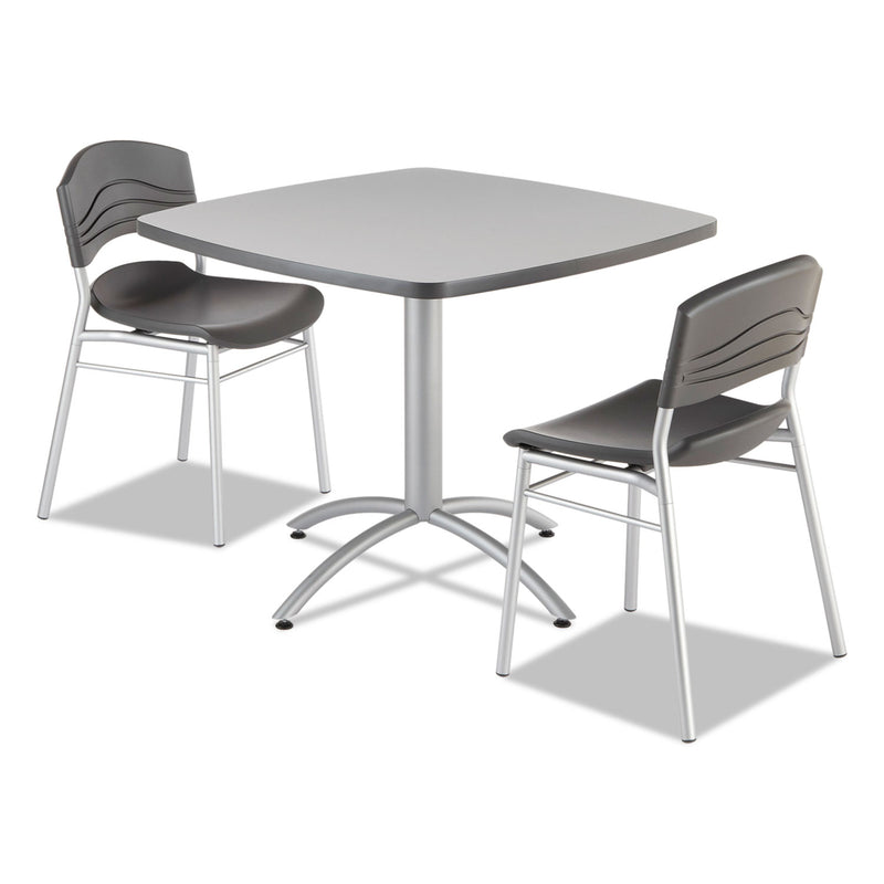 Iceberg CafeWorks Table, Cafe-Height, Square Top, 36w x 36d x 30h, Gray/Silver