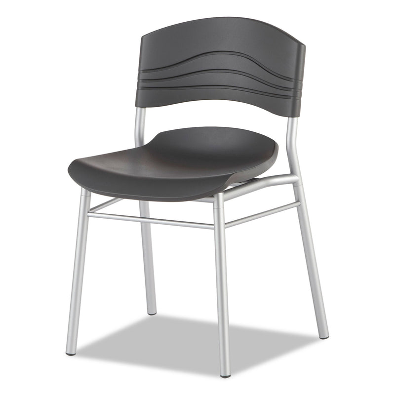 Iceberg CafeWorks Chair, Supports Up to 225 lb, Graphite Seat/Back, Silver Base, 2/Carton