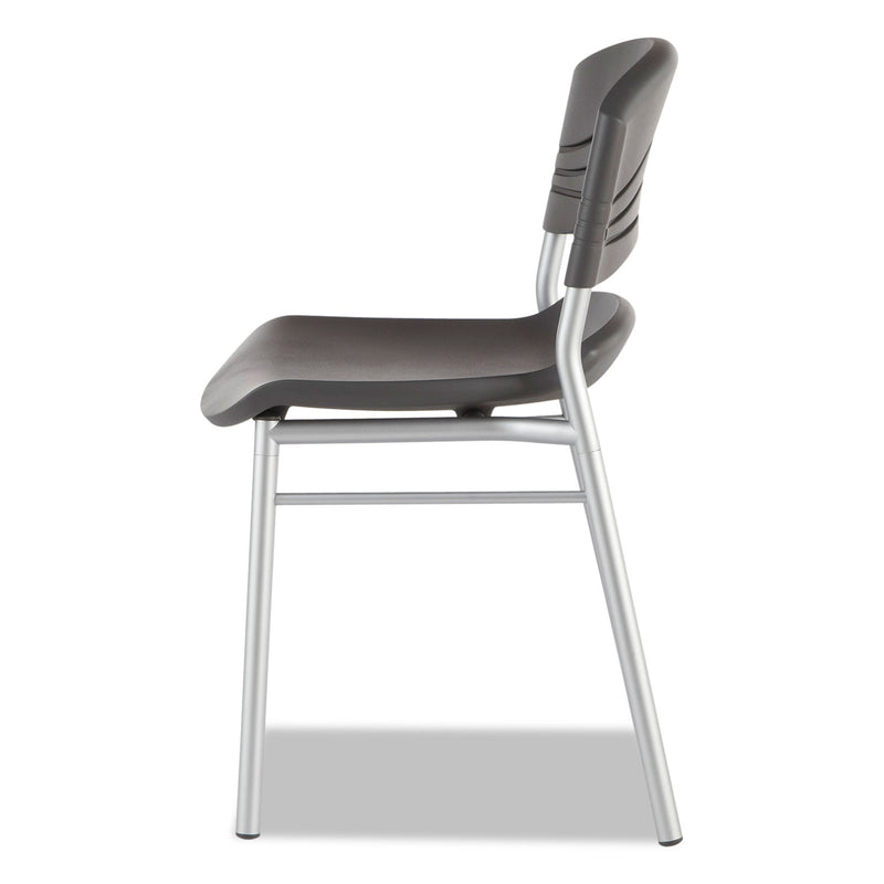 Iceberg CafeWorks Chair, Supports Up to 225 lb, Graphite Seat/Back, Silver Base, 2/Carton