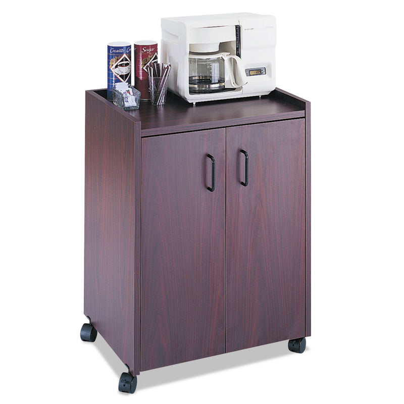 Safco Mobile Refreshment Center, Engineered Wood, 3 Shelves, 23" x 18" x 31", Mahogany