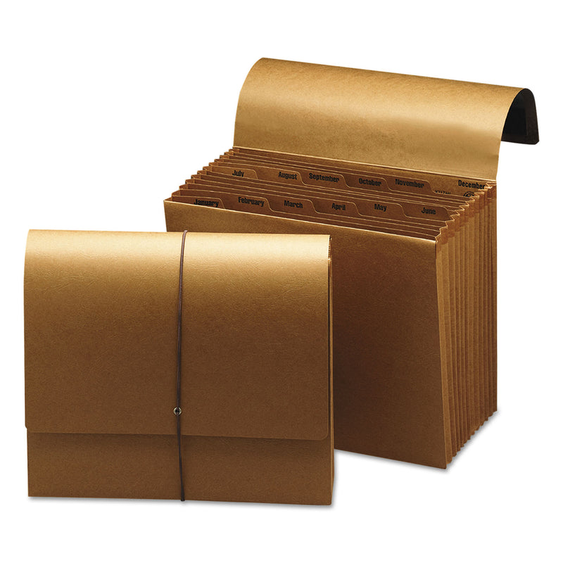 Smead Indexed Expanding Kraft Files, 12 Sections, Elastic Cord Closure, 1/12-Cut Tabs, Letter Size, Kraft