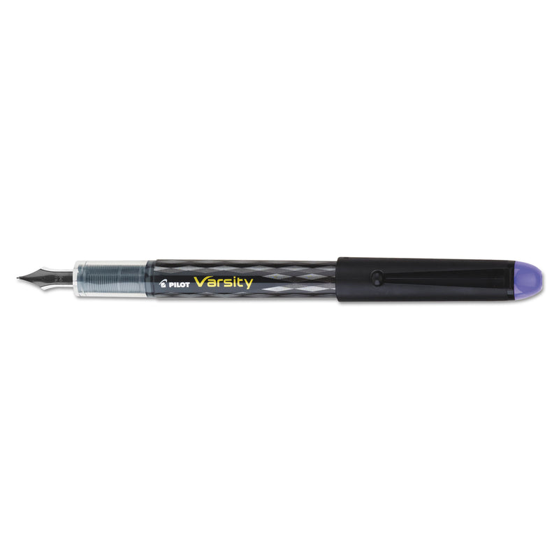 Pilot Varsity Fountain Pen, Medium 1 mm, Purple Ink, Gray Pattern Wrap