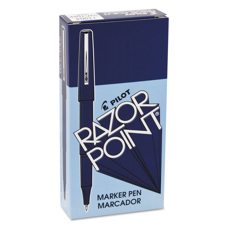 Pilot Razor Point Fine Line Porous Point Pen, Stick, Extra-Fine 0.3 mm, Blue Ink, Blue Barrel, Dozen