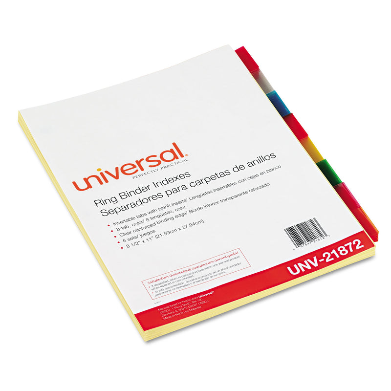 Universal Insertable Tab Index, 8-Tab, 11 x 8.5, Buff, Assorted Tabs, 6 Sets