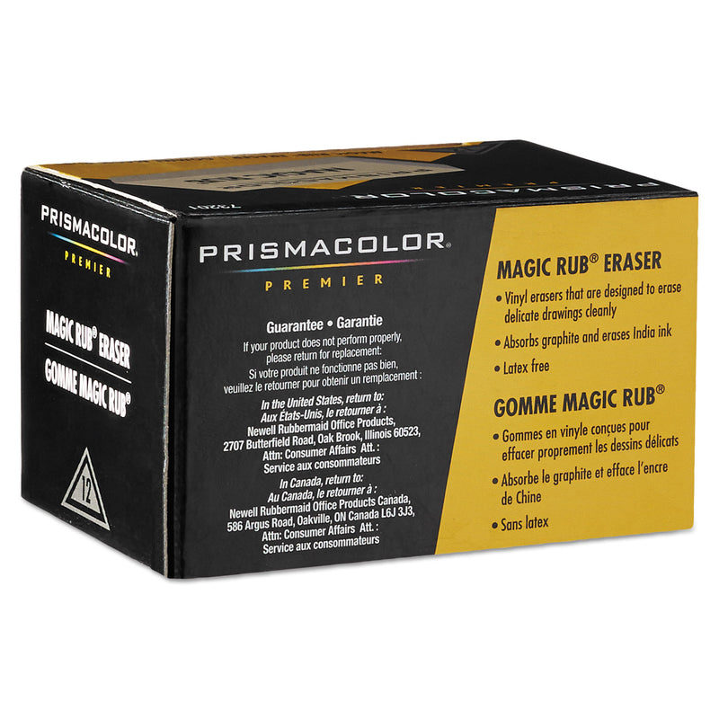 Prismacolor MAGIC RUB Eraser, For Pencil/Ink Marks, Rectangular Block, Medium, Off White, Dozen