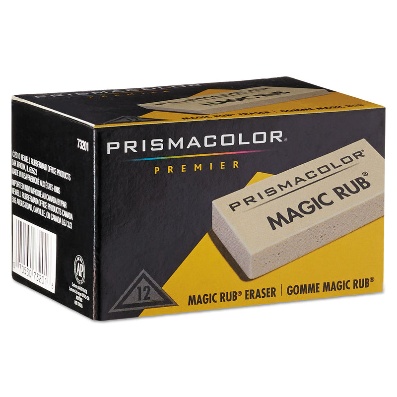 Prismacolor MAGIC RUB Eraser, For Pencil/Ink Marks, Rectangular Block, Medium, Off White, Dozen