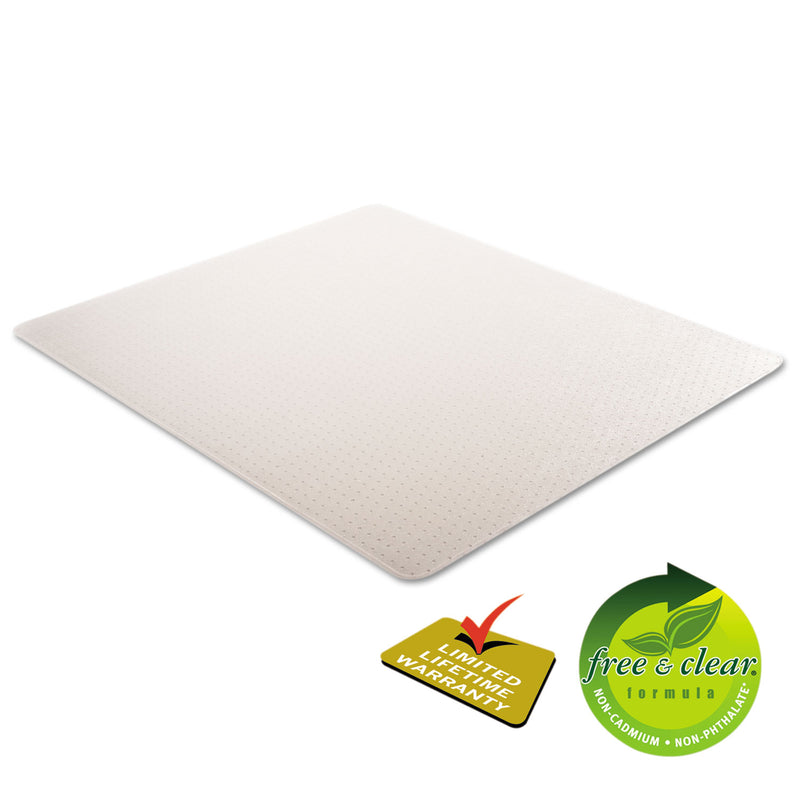 deflecto DuraMat Moderate Use Chair Mat, Low Pile Carpet, Flat, 46 x 60, Rectangle, Clear