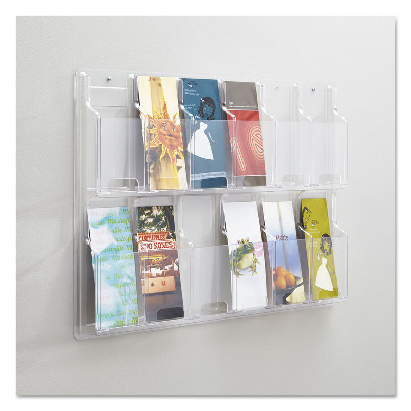 Safco Reveal Clear Literature Displays, 12 Compartments, 30w x 2d x 20.25h, Clear