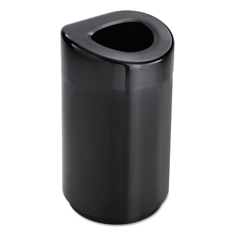 Safco Open Top Round Waste Receptacle, Steel, 30 gal, Black