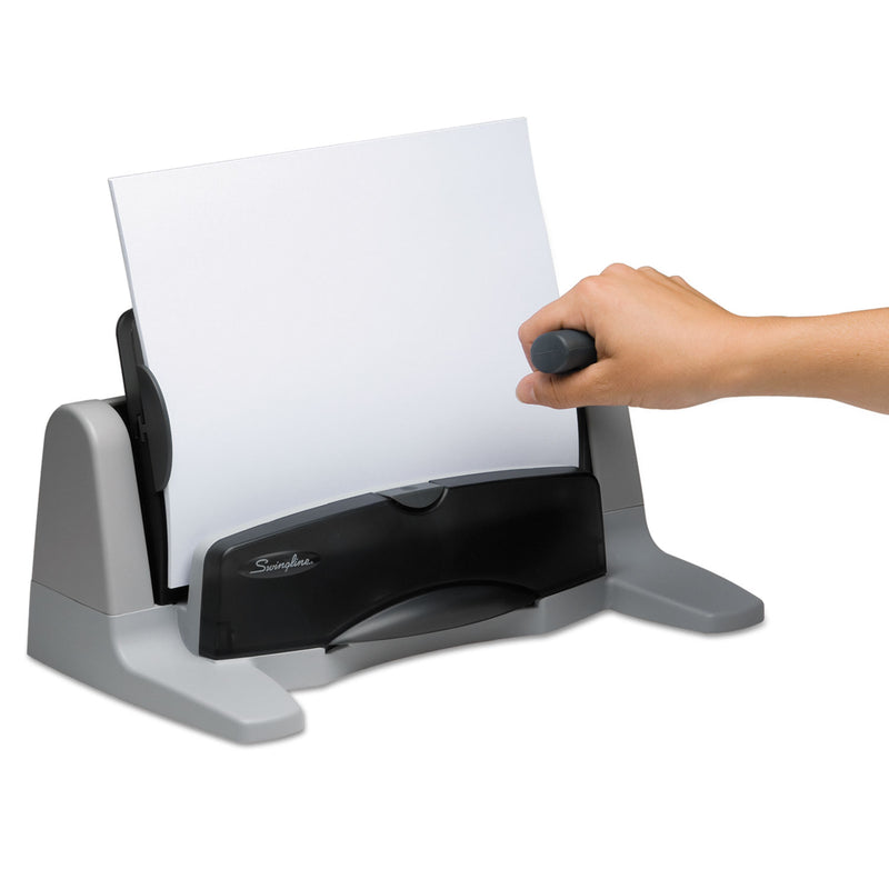 Swingline 40-Sheet LightTouch Heavy-Duty Two- to Seven-Hole Punch, 9/32" Holes, Black/Gray