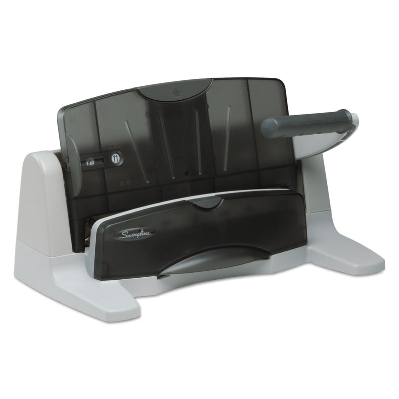 Swingline 40-Sheet LightTouch Heavy-Duty Two- to Seven-Hole Punch, 9/32" Holes, Black/Gray