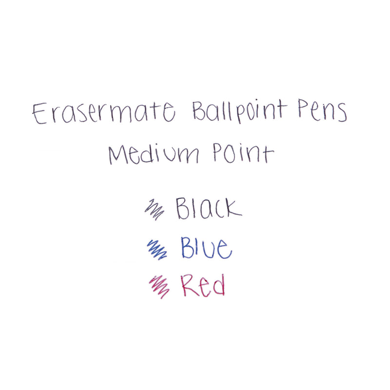 Paper Mate Eraser Mate Ballpoint Pen, Stick, Medium 1 mm, Red Ink, Red Barrel, Dozen