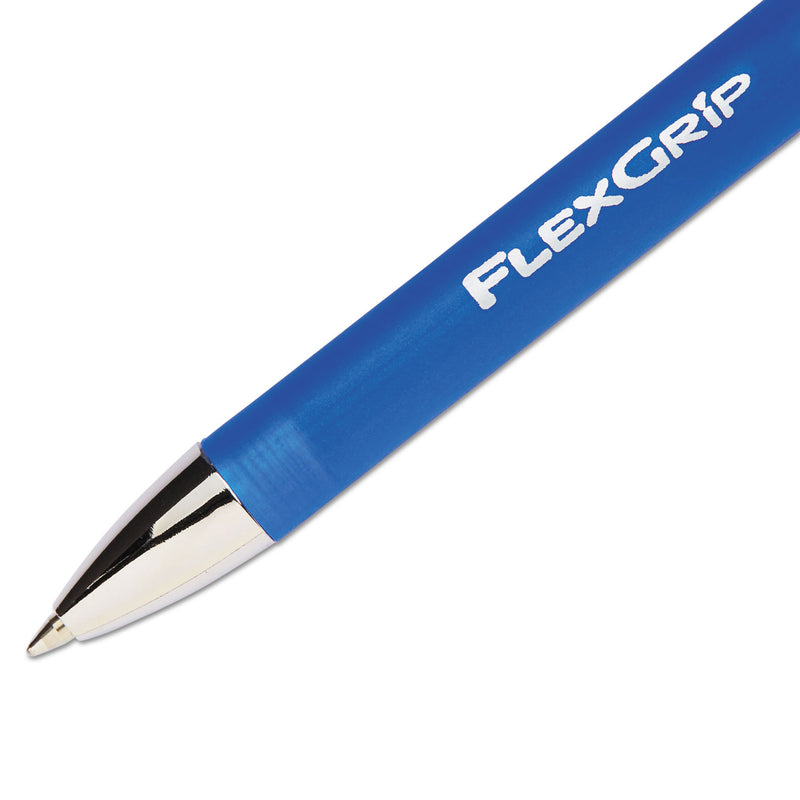 Paper Mate FlexGrip Elite Ballpoint Pen, Retractable, Fine 0.8 mm, Blue Ink, Blue Barrel, Dozen