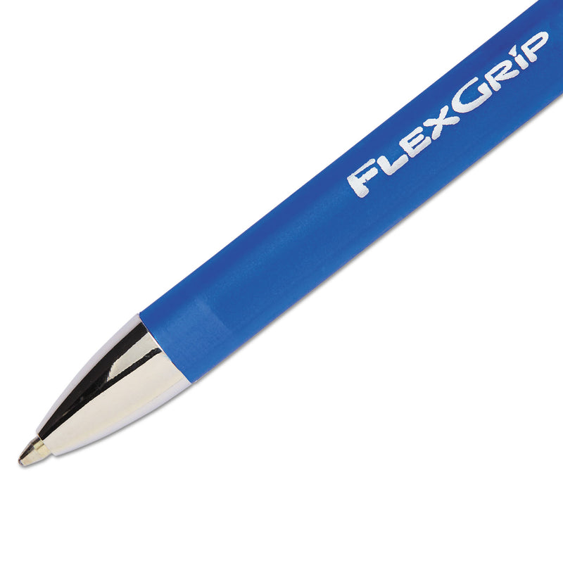 Paper Mate FlexGrip Elite Ballpoint Pen, Retractable, Medium 1 mm, Blue Ink, Blue Barrel, Dozen