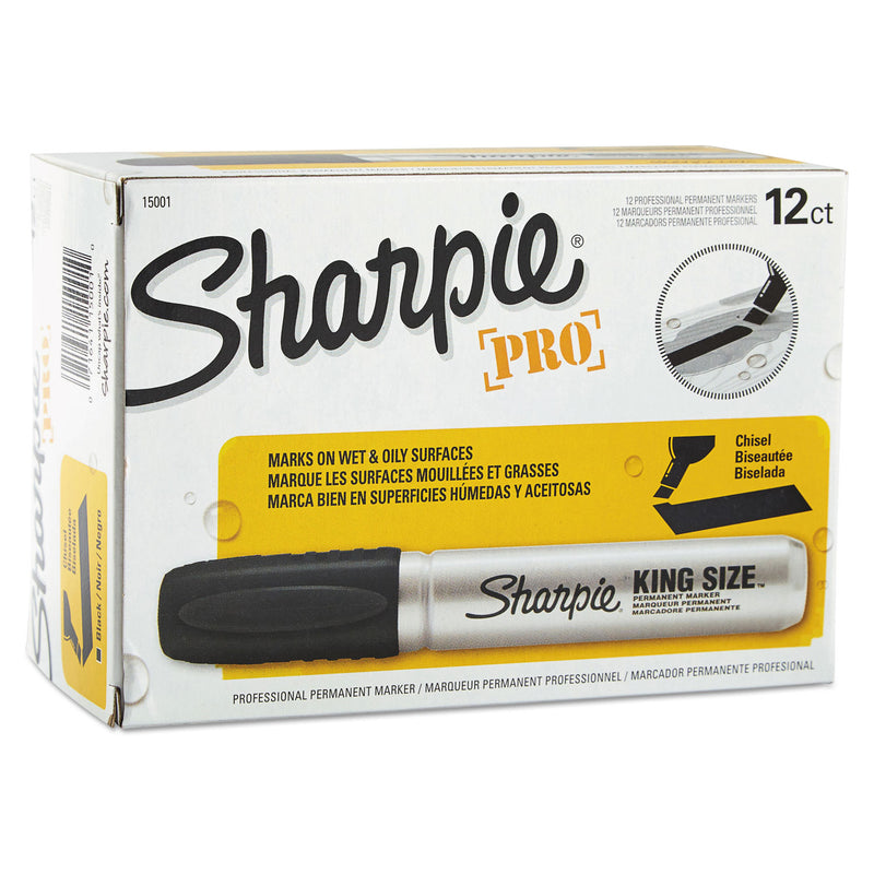 Sharpie King Size Permanent Marker, Broad Chisel Tip, Black, Dozen