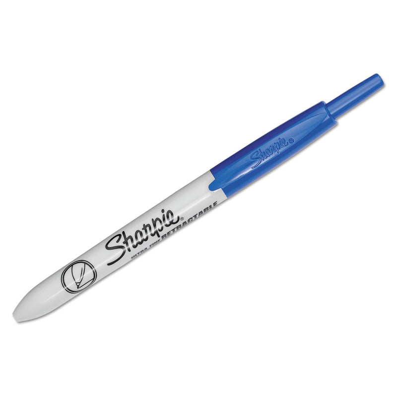 Sharpie Retractable Permanent Marker, Extra-Fine Needle Tip, Blue