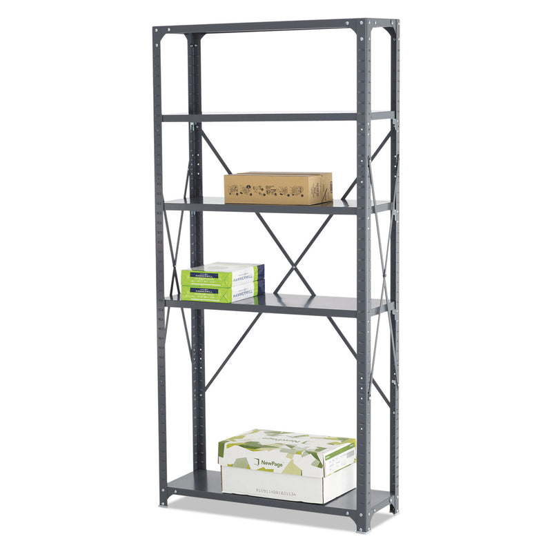 Safco Commercial Steel Shelving Unit, Five-Shelf, 36w x 12d x 75h, Dark Gray