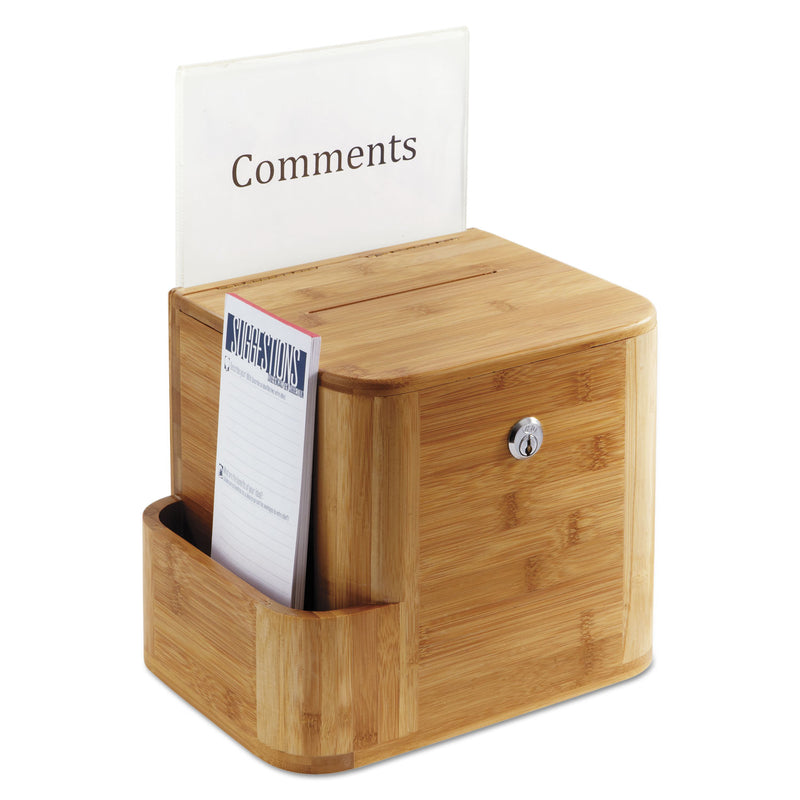 Safco Bamboo Suggestion Boxes, 10 x 8 x 14, Natural