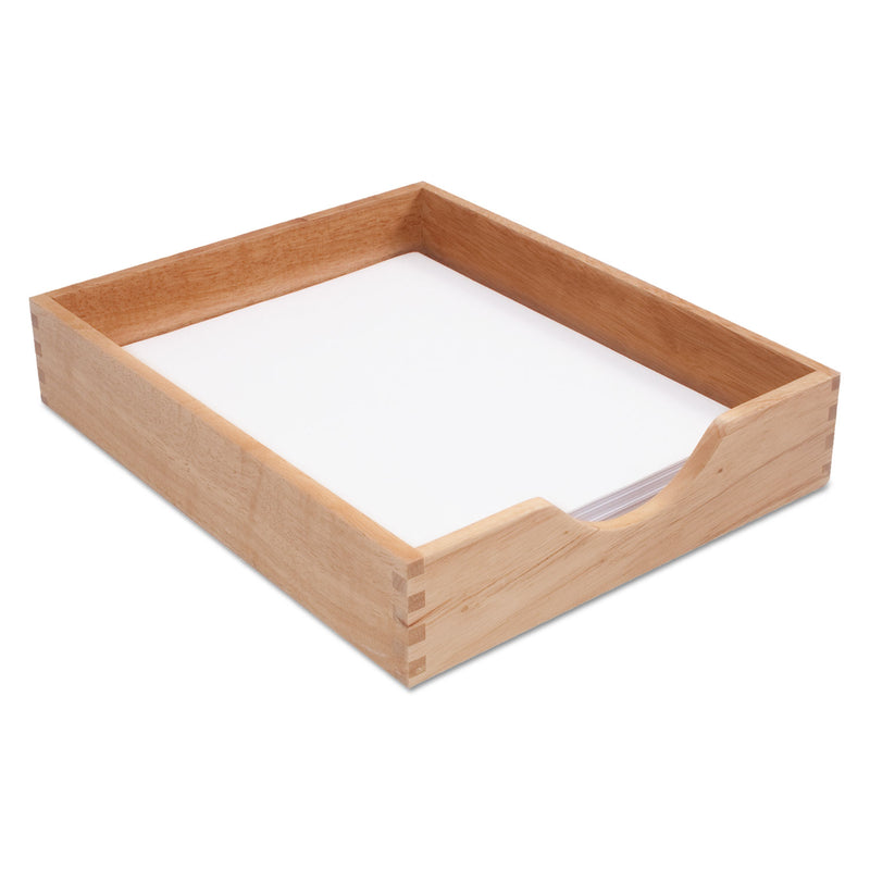 Carver Hardwood Stackable Desk Trays, 1 Section, Letter Size Files, 10.25" x 12.5" x 2.5", Oak