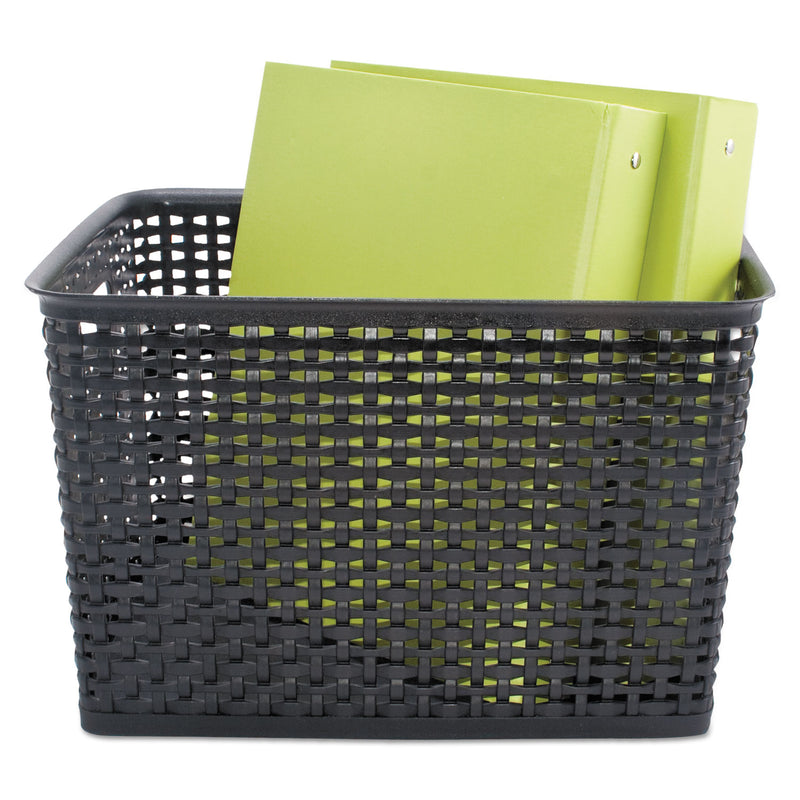 Advantus Weave Bins, 13.88 x 10.5 x 8.75, Black, 2/Pack