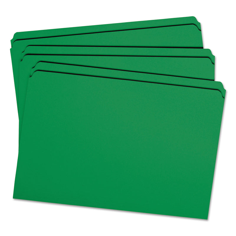 Smead Reinforced Top Tab Colored File Folders, Straight Tabs, Legal Size, 0.75" Expansion, Green, 100/Box