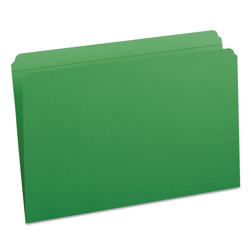 Smead Reinforced Top Tab Colored File Folders, Straight Tabs, Legal Size, 0.75" Expansion, Green, 100/Box