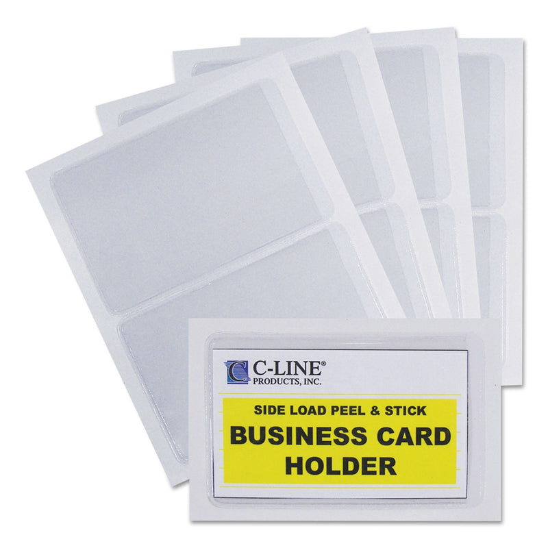 C-Line Self-Adhesive Business Card Holders, Side Load, 2 x 3.5, Clear, 10/Pack