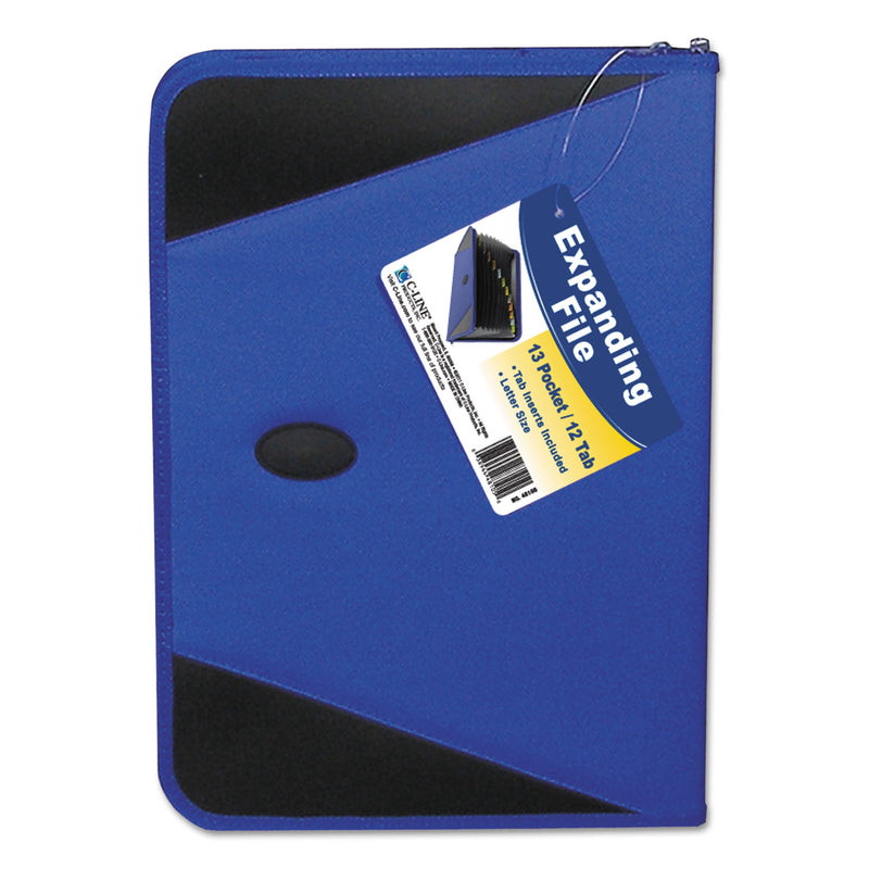 C-Line Expanding File with Zipper Closure, 2" Expansion, 13 Sections, Zipper Closure, 1/12-Cut Tabs, Letter Size, Blue