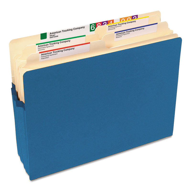 Smead Colored File Pockets, 1.75" Expansion, Letter Size, Blue