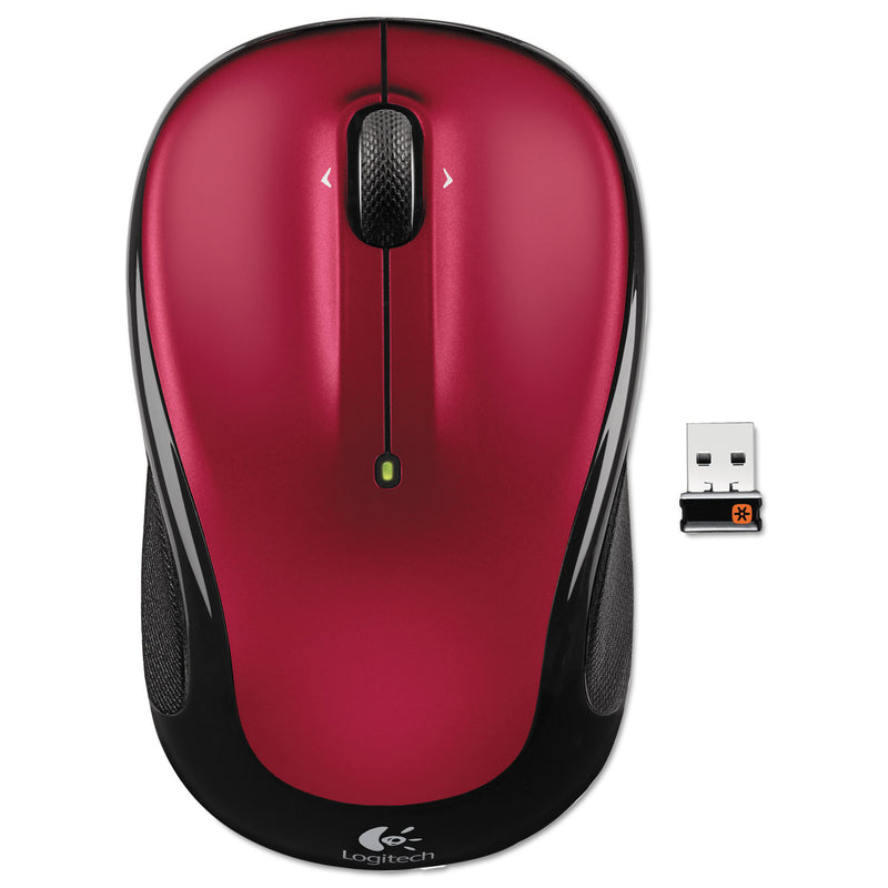 Logitech M325 Wireless Mouse, 2.4 GHz Frequency/30 ft Wireless Range, Left/Right Hand Use, Red