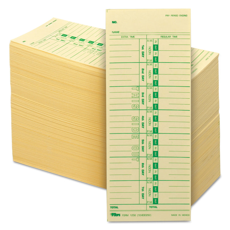 TOPS Time Clock Cards, Replacement for 10-800292, One Side, 3.5 x 9, 500/Box