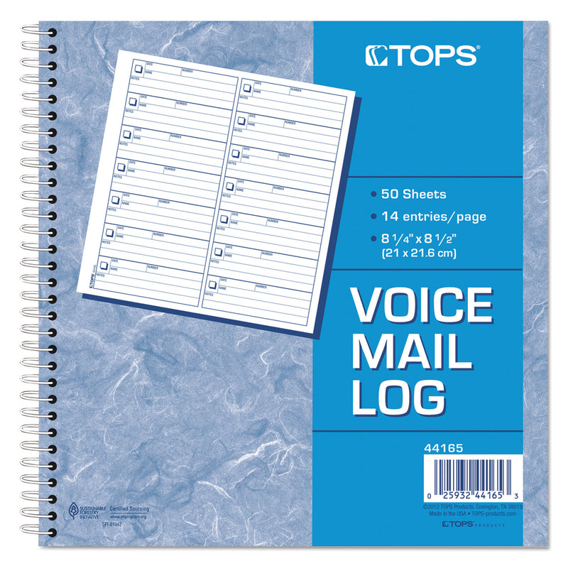 TOPS Voice Mail Log Book, 8.5 x 8.25, 1/Page, 1,400 Forms