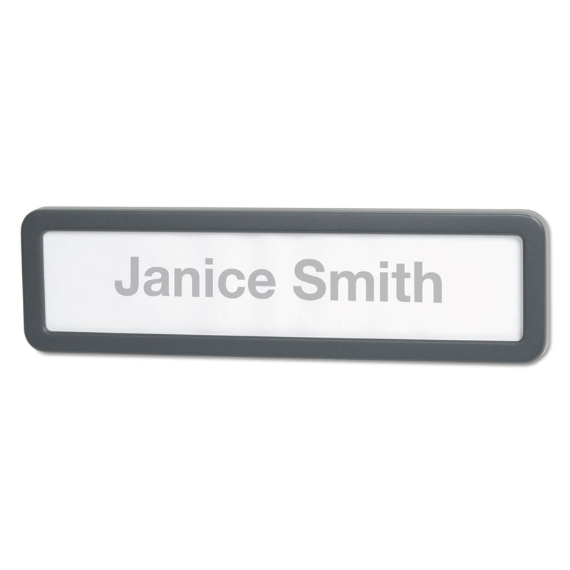 Universal Recycled Cubicle Nameplate with Rounded Corners, 9 x 2.5, Charcoal