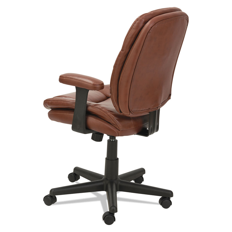 OIF Swivel/Tilt Bonded Leather Task Chair, Supports 250 lb, 16.93" to 20.67" Seat Height, Chestnut Brown Seat/Back, Black Base