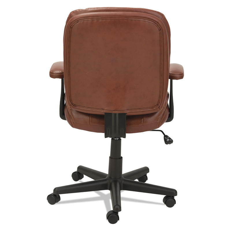 OIF Swivel/Tilt Bonded Leather Task Chair, Supports 250 lb, 16.93" to 20.67" Seat Height, Chestnut Brown Seat/Back, Black Base