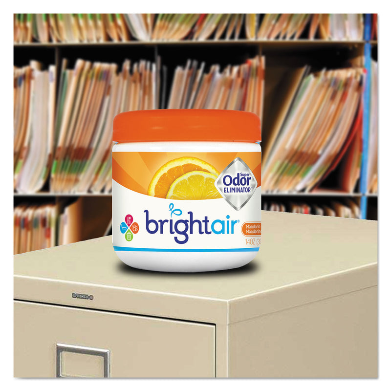 BRIGHT Air Super Odor Eliminator, Mandarin Orange and Fresh Lemon, 14 oz Jar, 6/Carton