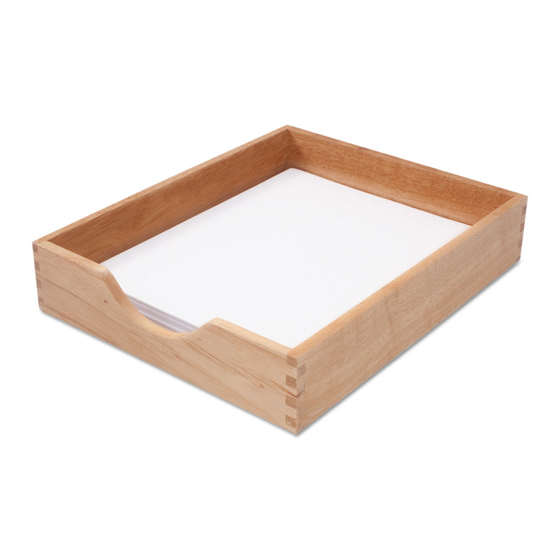 Carver Hardwood Stackable Desk Trays, 1 Section, Letter Size Files, 10.25" x 12.5" x 2.5", Oak