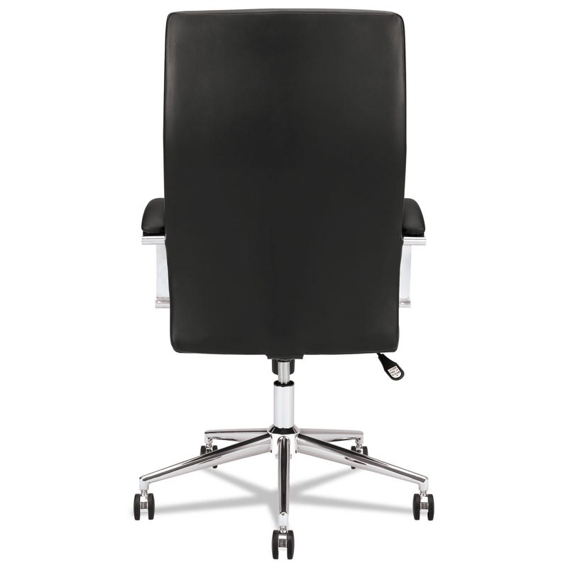 HON HVL105 Executive High-Back Leather Chair, Supports 250 lb, 17.5" to 20.25" Seat, Black Seat/Back, Polished Aluminum Base