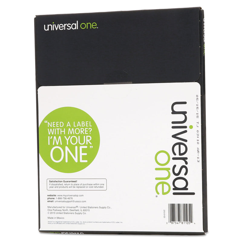 Universal Deluxe Clear Labels, Inkjet/Laser Printers, 2 x 4, Clear, 10/Sheet, 50 Sheets/Box