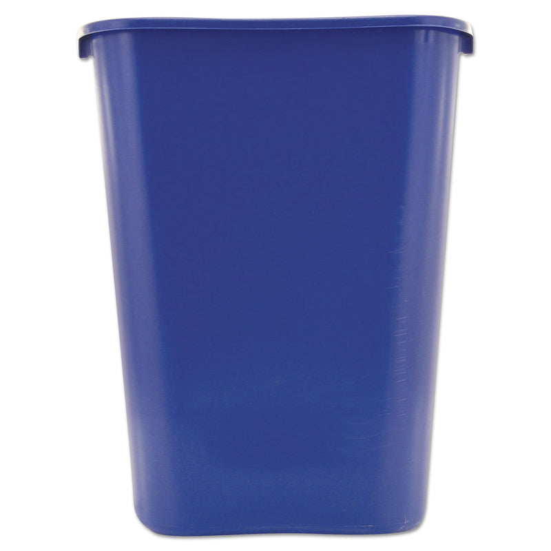 Rubbermaid Large Deskside Recycle Container with Symbol, Rectangular, Plastic, 41.25 qt, Blue