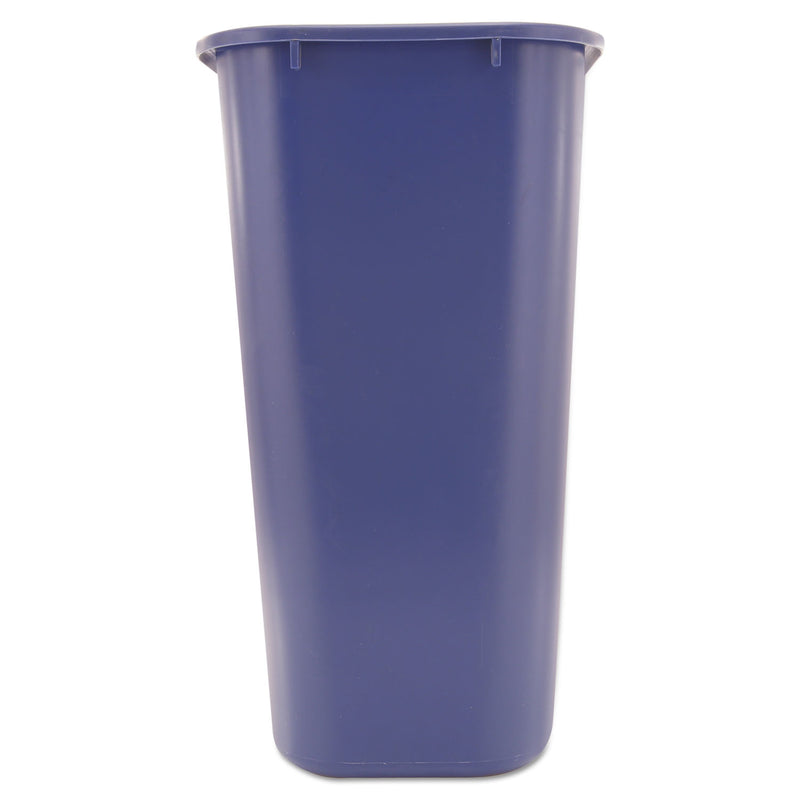 Rubbermaid Large Deskside Recycle Container with Symbol, Rectangular, Plastic, 41.25 qt, Blue