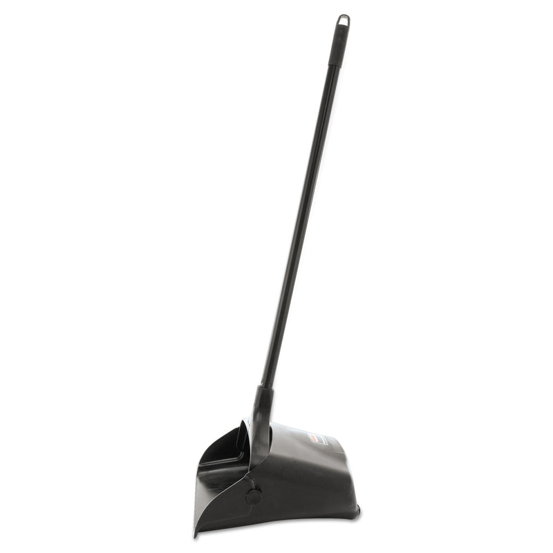 Rubbermaid Lobby Pro Upright Dustpan with Wheels, 12.5w x 37h, Polypropylene with Vinyl Coat, Black