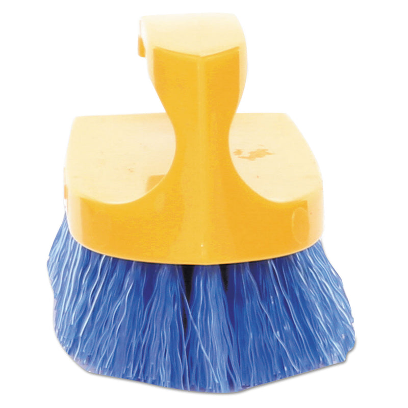 Rubbermaid Iron-Shaped Handle Scrub Brush, Blue Polypropylene Bristles, 6" Brush, 6" Yellow Plastic Handle