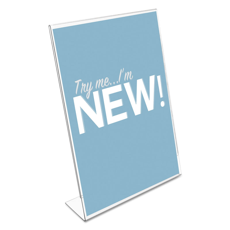 deflecto Classic Image Slanted Sign Holder, Portrait, 8.5 x 11 Insert, Clear