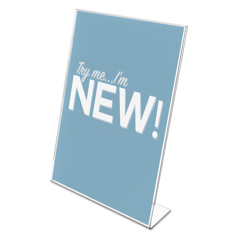 deflecto Classic Image Slanted Sign Holder, Portrait, 8.5 x 11 Insert, Clear