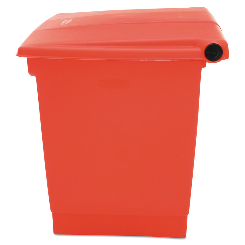 Rubbermaid Indoor Utility Step-On Waste Container, Square, Plastic, 8 gal, Red