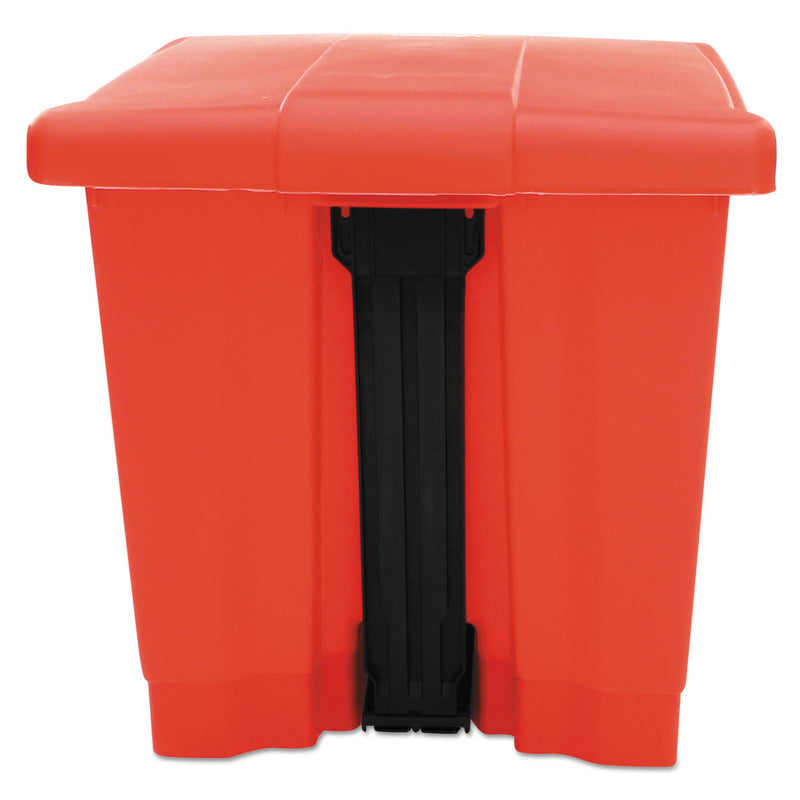 Rubbermaid Indoor Utility Step-On Waste Container, Square, Plastic, 8 gal, Red