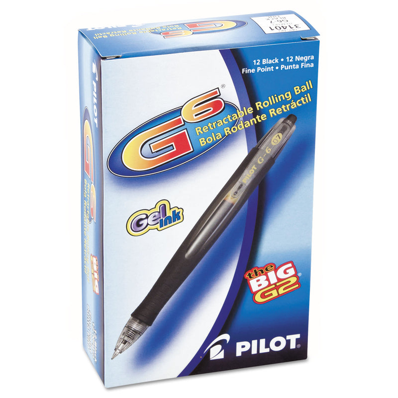 Pilot G6 Gel Pen, Retractable, Fine 0.7 mm, Black Ink, Black Barrel