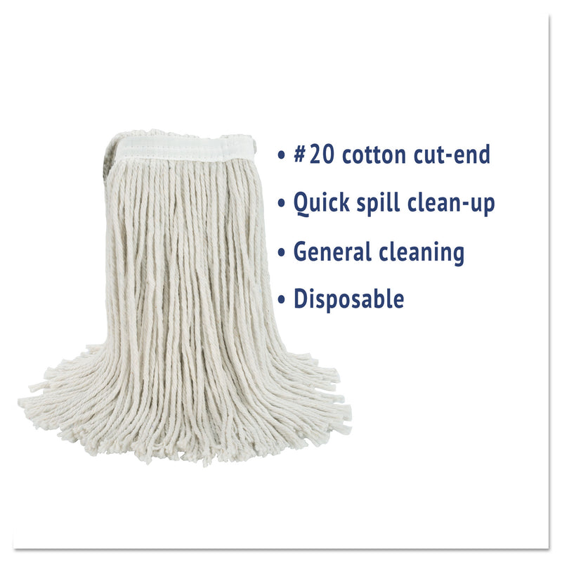 Boardwalk Cut-End Wet Mop Head, Cotton, White,